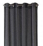 Sivuverho Raidat purjerenkailla, musta-harmaa-tumma pellava, 140cm x 250cm, 1kpl