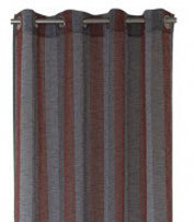 Sivuverho Raidat purjerenkailla, tiilenpunainen-harmaa-pellava, läpikuultava, 140cm x 250cm, 1kpl