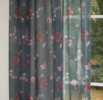 Verhokangas Kukat, voilee kangas, vihreä-roosa-ruskea, leveys 150cm, Textil AB Olle Winters