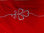 Verhokappa Eva, punainen-hopea, brodeerattu kuvio, nipsukiinnitys, korkeus 39cm, leveys valittavissa